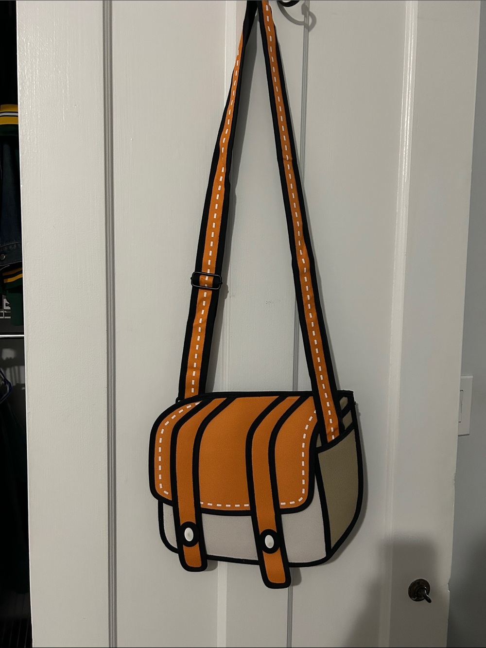 Jump Off Paper BagOrange and Cream Crossbody Satchel Bag - Playful Cartoon Style